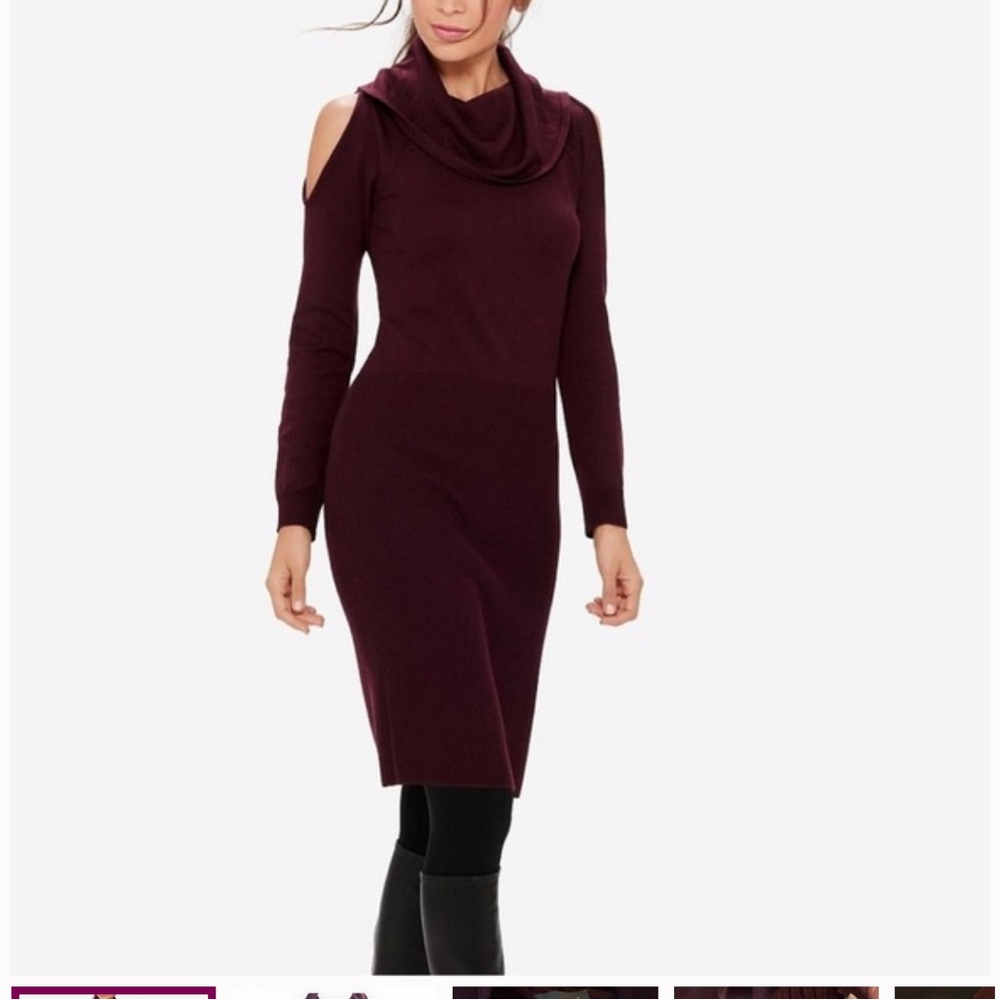 🔥2/$10 3/$12 The Limited Maroon Long Sleeve cold shoulder Dress